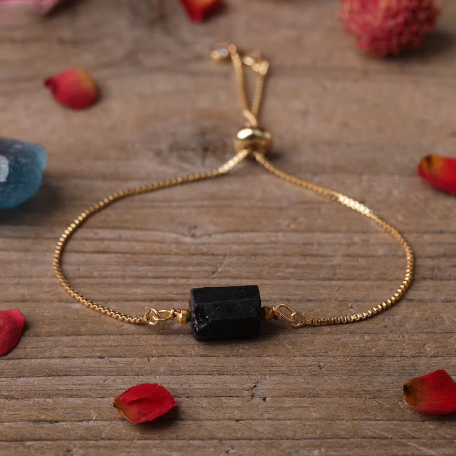 Bracelet chaîne en métal avec pierres prismatiques en cristal naturel Olivenorma