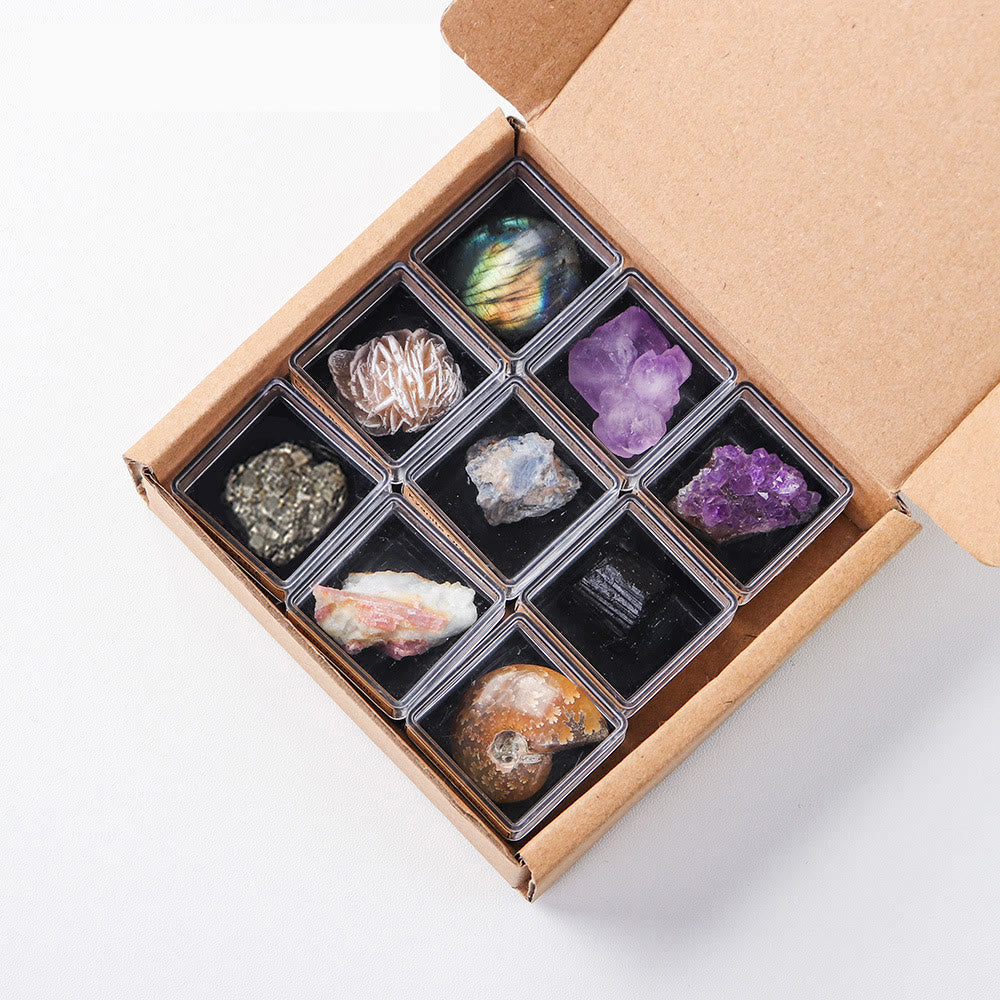 Coffret cadeau de 9 pièces en cristal naturel Olivenorma