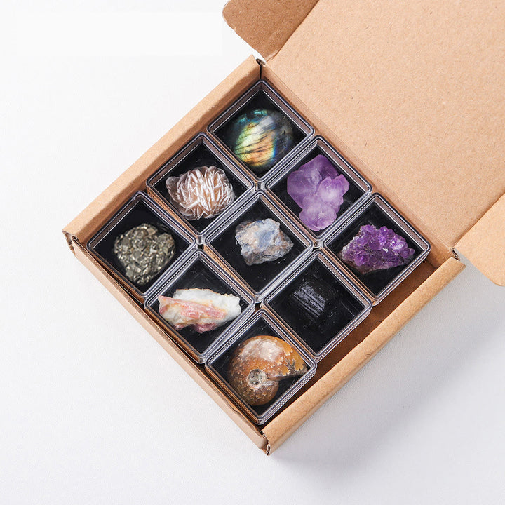 Coffret cadeau de 9 pièces en cristal naturel Olivenorma
