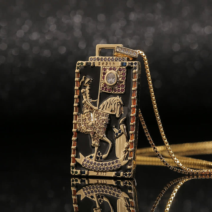 Collier de cartes de tarot majeures en émail Olivenorma