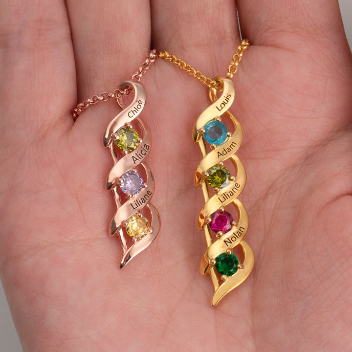 Collier personnalisé avec 1 à 6 gravures et pierres de naissance
