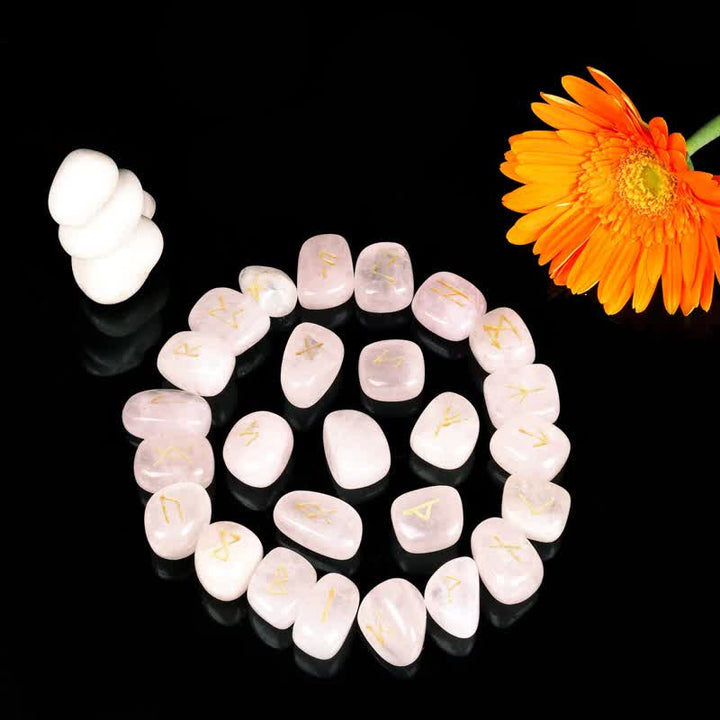 Alphabet runique Olivenorma Pierre graphique sculptée Équilibre Décoration de pierres précieuses