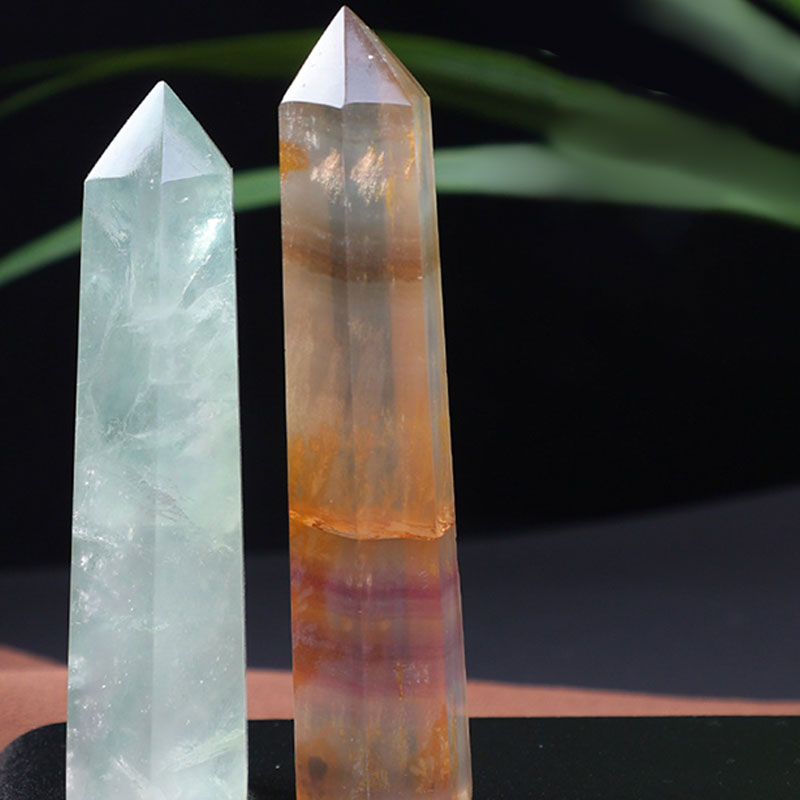 Baguettes de cristal Reki en croûte naturelle de fluorite
