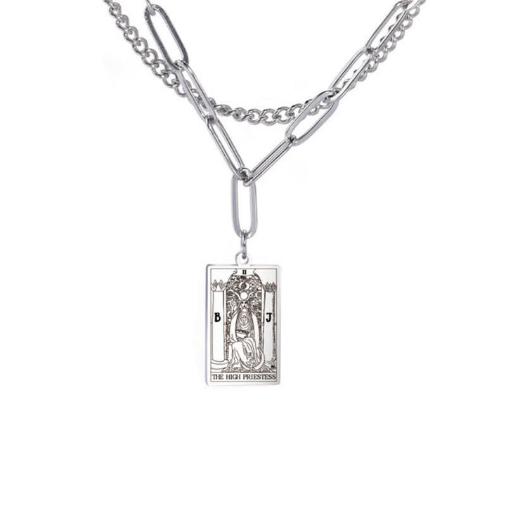 Collier à double chaîne avec carte de tarot Olivenorma