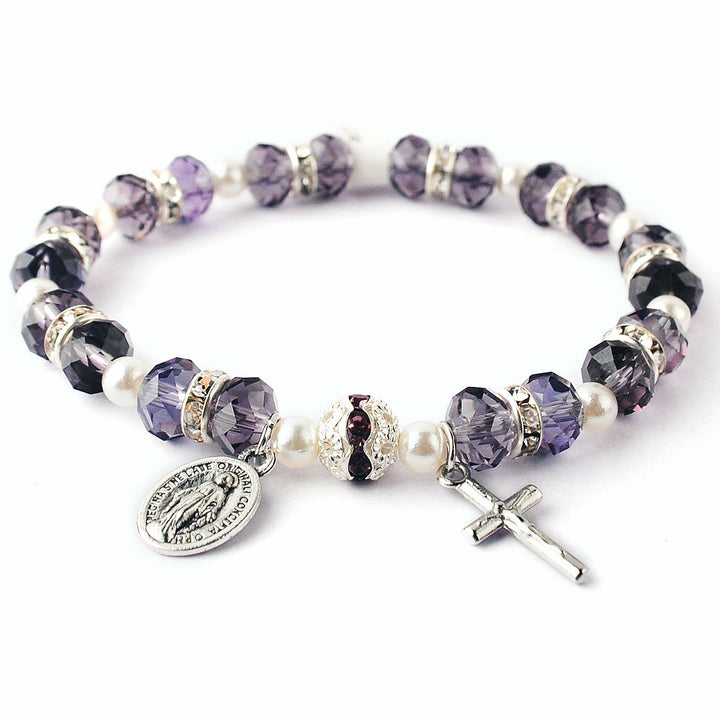 Bracelet Croix Chrétienne en Cristal à Facettes Olivenorma