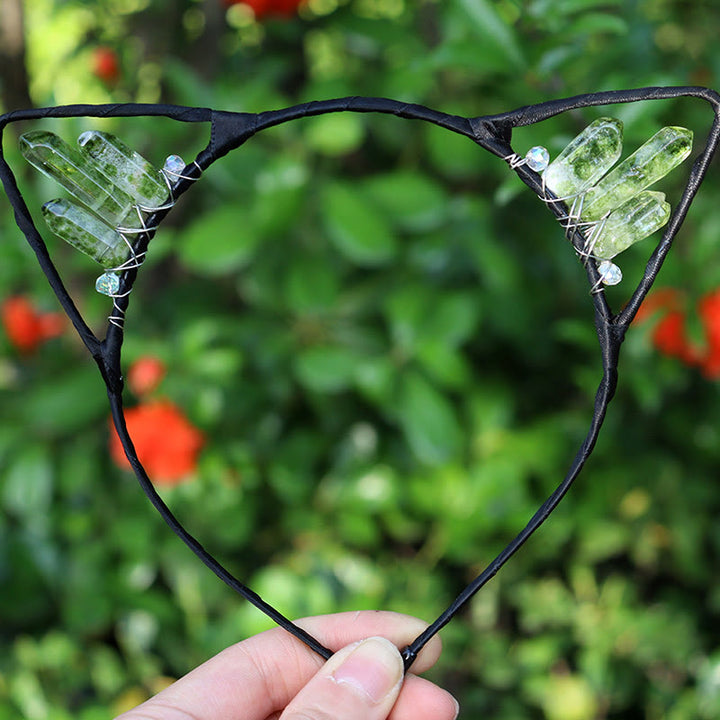 Serre-tête avec oreilles de chat en cristal électrolytique Olivenorma