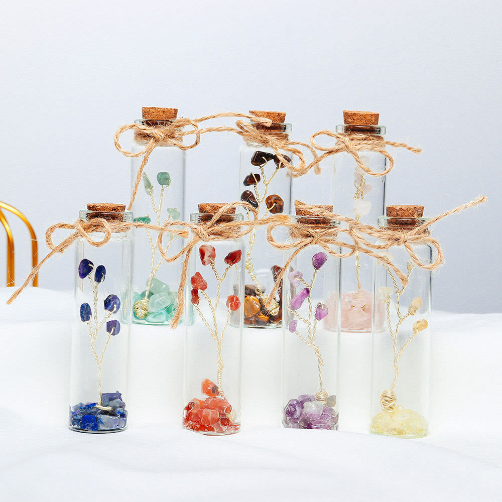 Décoration de bouteille en verre en pierre concassée en cristal de chakra Olivenorma