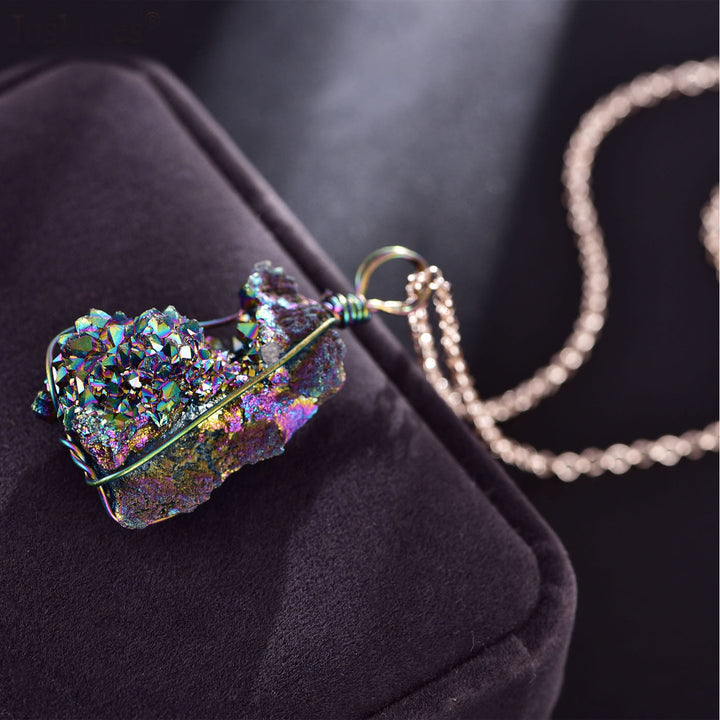 Collier en pierre géode irrégulière en labradorite naturelle Olivenorma