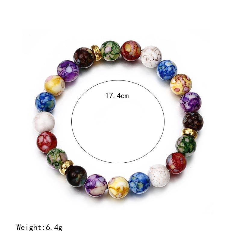 Bracelet de yoga en pierre d'agate colorée avec sept chakras