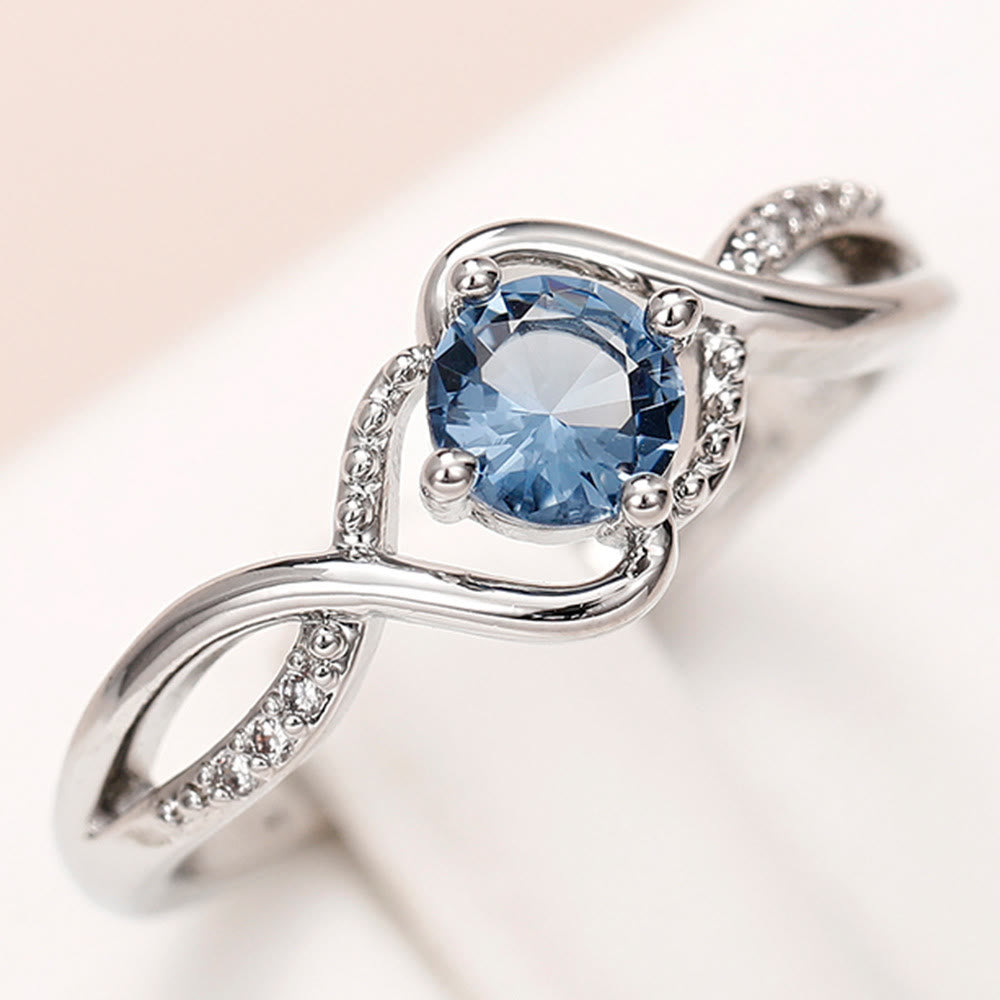 Bague de fiançailles en alexandrite bleue en forme de vague Olivenorma