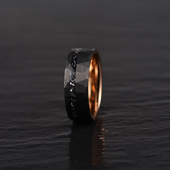 Bague en carbure de tungstène avec tourmaline noire Olivenorma 8 mm