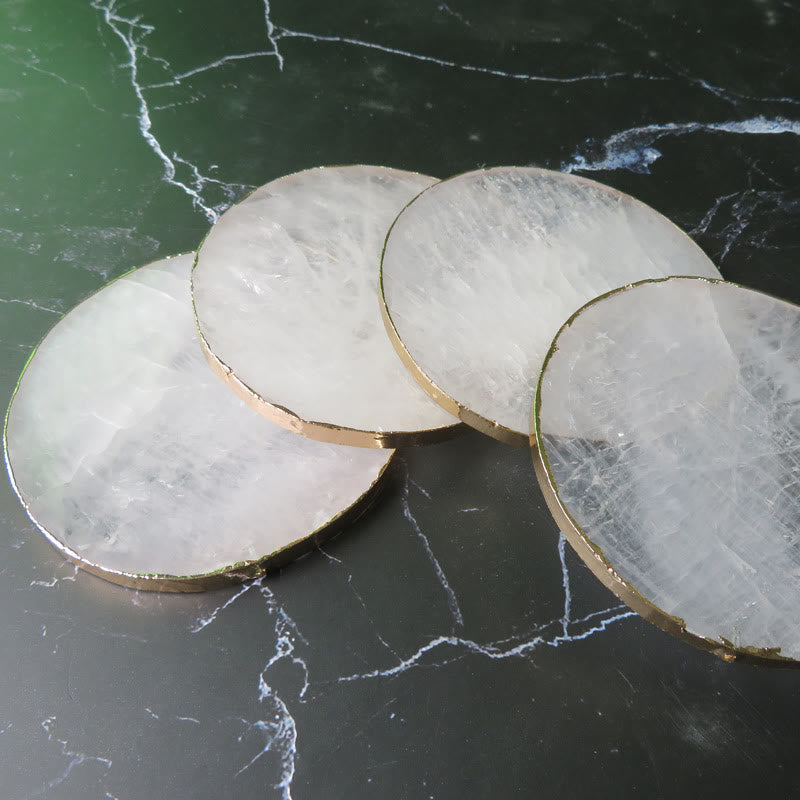Dessous de verre rond en cristal transparent Olivenorma, décoration en pierres précieuses