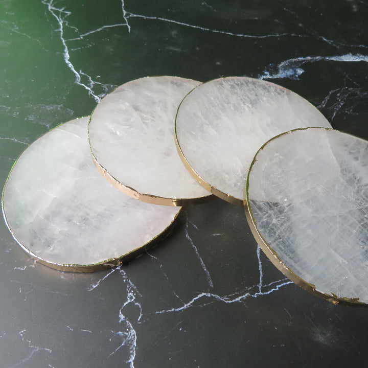 Dessous de verre rond en cristal transparent Olivenorma, décoration en pierres précieuses