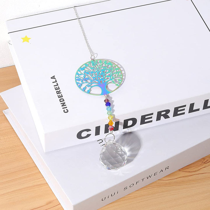 Carillon éolien à suspendre en cristal transparent avec perles chakra Olivenorma