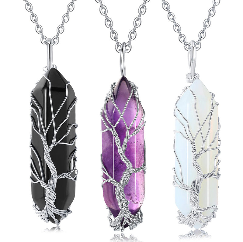 Collier en cristal Olivenorma avec pierres précieuses de l'arbre de vie
