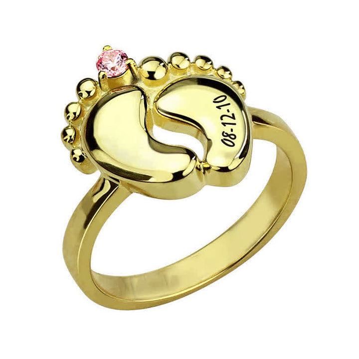 Bague créative avec pierres de naissance gravées pour pieds de bébé Olivenorma