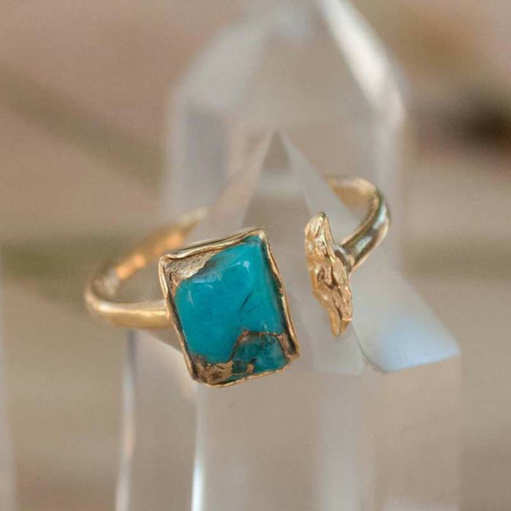 Bague ajustable en turquoise béohémienne Olivenorma
