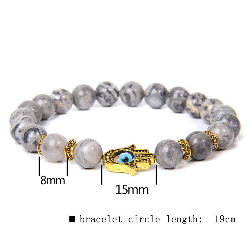 Bracelet homme Olivenorma Evil Eye Hamsa 8 mm en perles naturelles