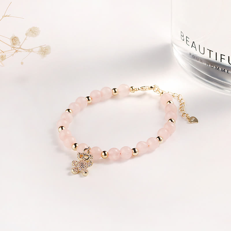 Bracelet à breloques en forme d'ours en cristal d'améthyste Olivenorma de 6 mm