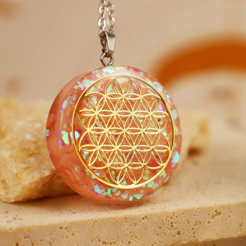 Collier Reki Fleur de Vie Quartz Rose