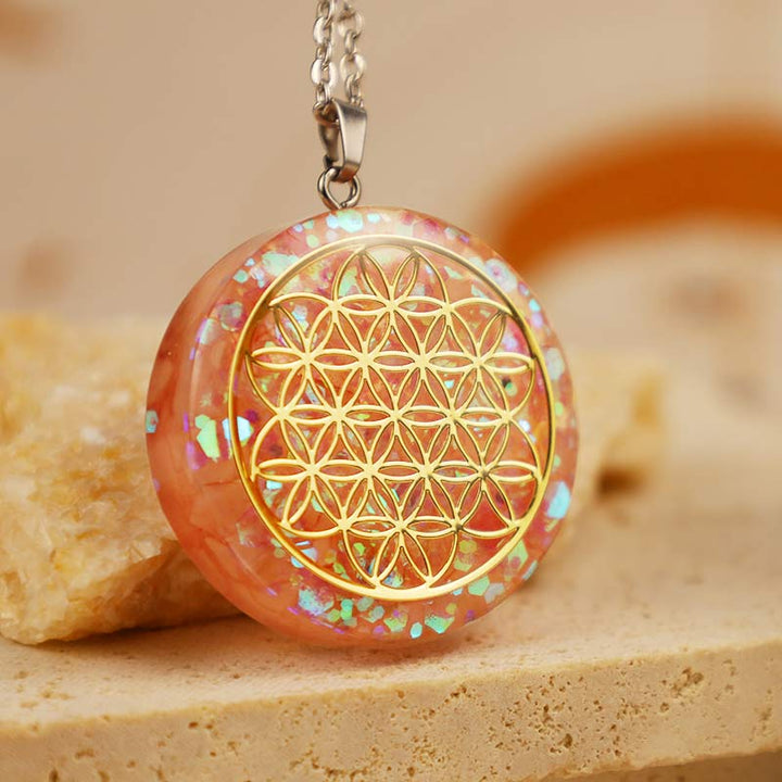 Collier Reki Fleur de Vie Quartz Rose