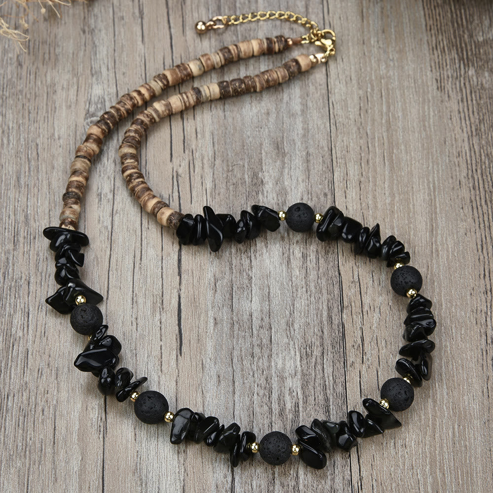 Collier avec pendentif en boule de perles en pierre naturelle Olivenorma