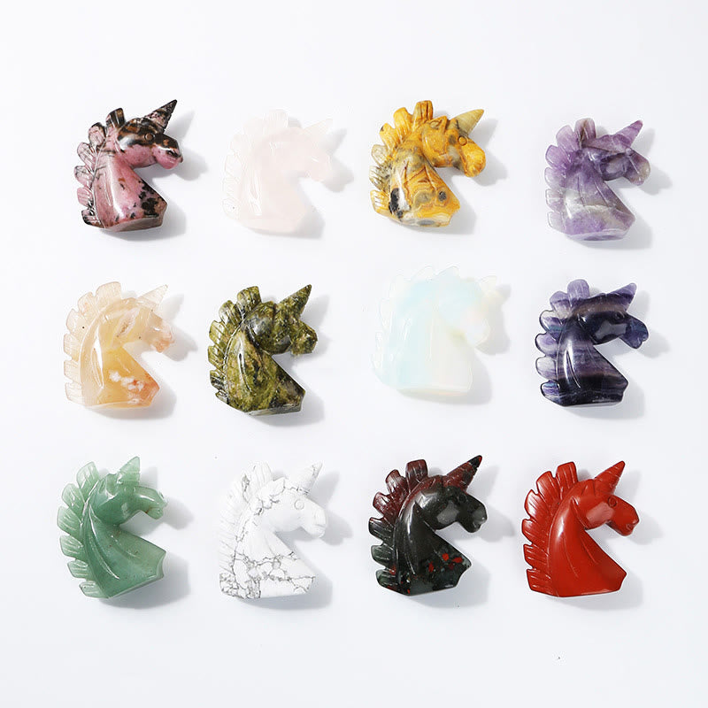 Olivenorma Figurine de licorne en cristal naturel de 2 pouces Décoration en pierres précieuses