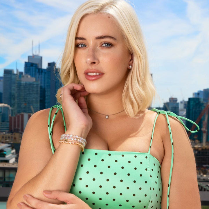 Bracelet en perles de verre cristal jaune pâle Olivenorma