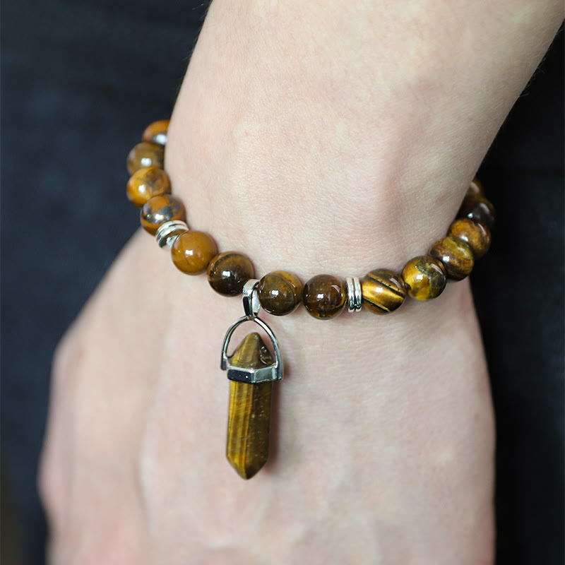 Bracelet pendentif prisme hexagonal en cristal perle Olivenorma de 8 mm