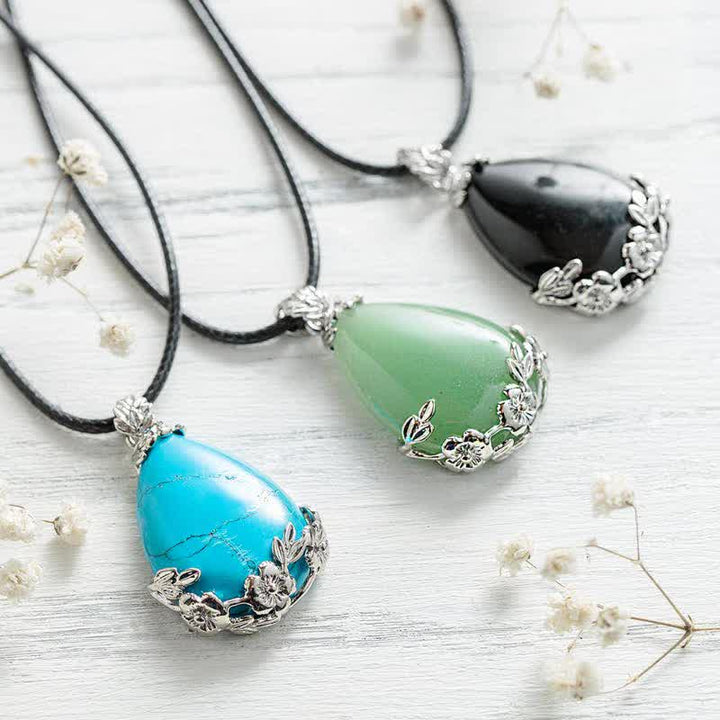 Collier Goutte d'eau Prune en Pierre Naturelle