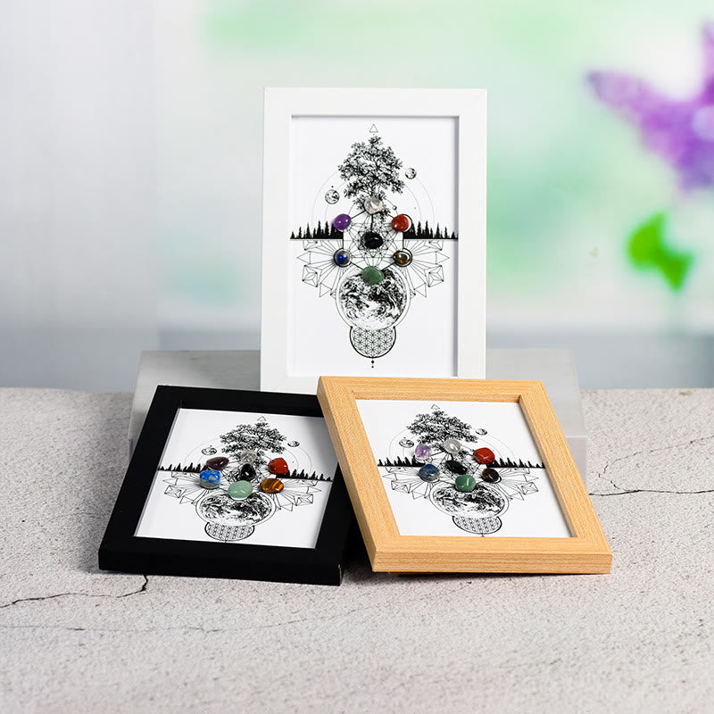 Cadre photo décoratif avec motif arbre de vie et chakra Olivenorma