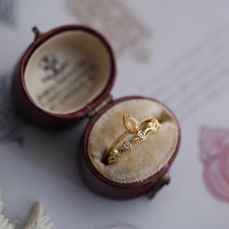 Bague ajustable en dentelle délicate avec zircon citrine Olivenorma