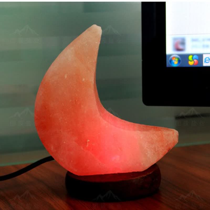 Lampe de sel rose de l'Himalaya en forme de croissant de lune Olivenorma