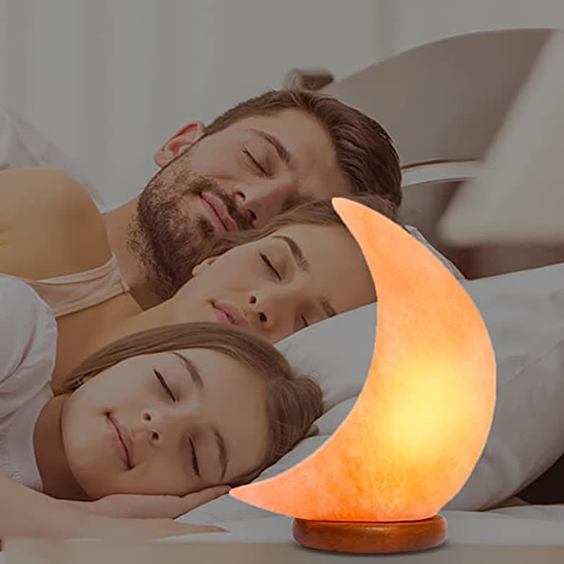 Lampe de sel rose de l'Himalaya en forme de croissant de lune Olivenorma