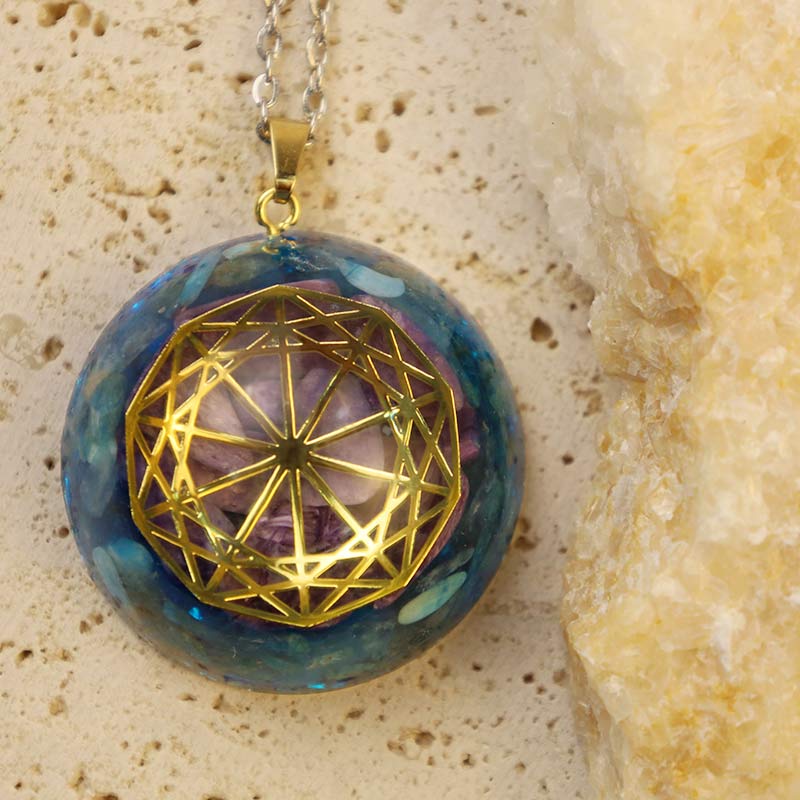 Collier de protection en quartz bleu et améthyste Olivenorma