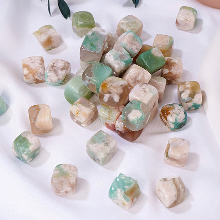 Cube de cristal d'agate fleur de cerisier Olivenorma en pierre naturelle