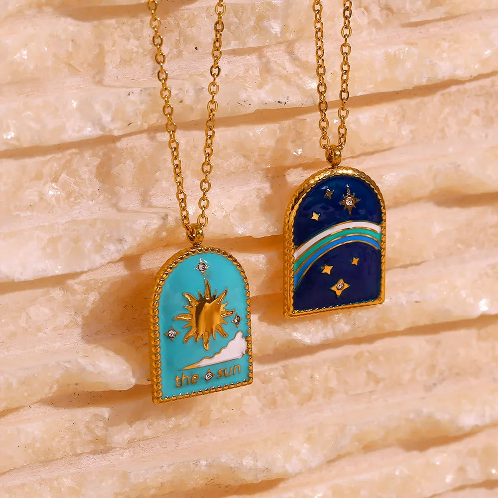 Collier de Tarot Olivenorma Blue Evil Eye Galaxy Sun