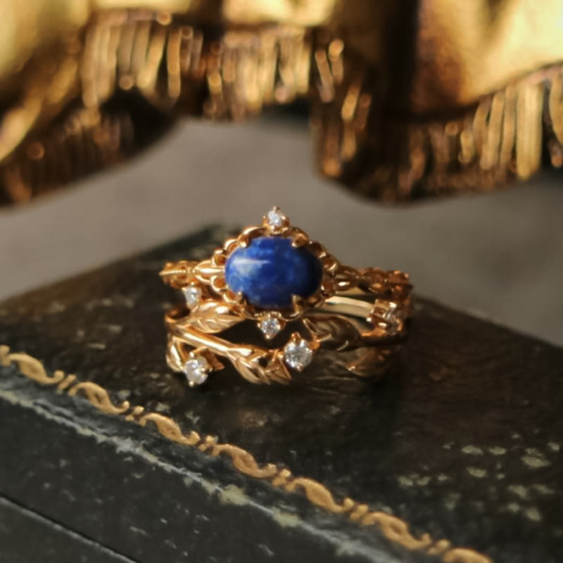 Olivenorma « Toutes les pensées sont des étoiles » – Bague rétro en lapis-lazuli