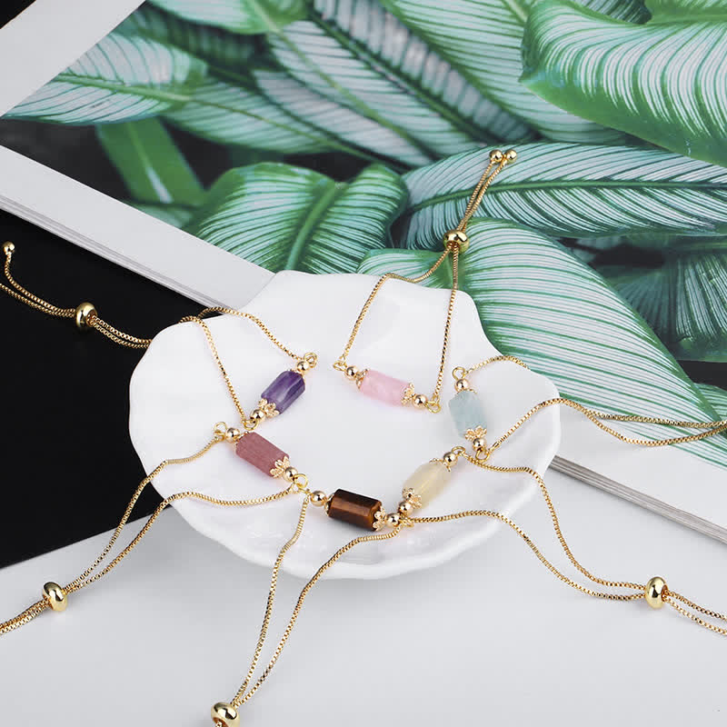Bracelet chaîne en or délicat avec cristal naturel Olivenorma