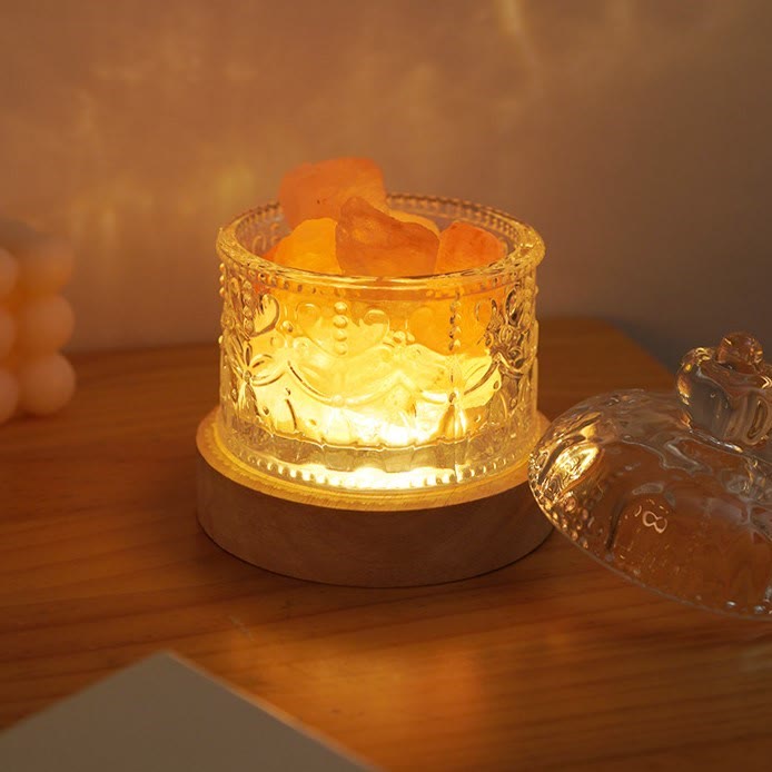 Lampe d'aromathérapie en cristal avec diffuseur en pierre sculptée Olivenorma