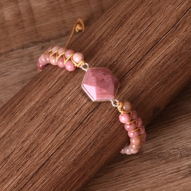 Bracelet enroulé hexagonal en aigue-marine et rhodochrosite Olivenorma