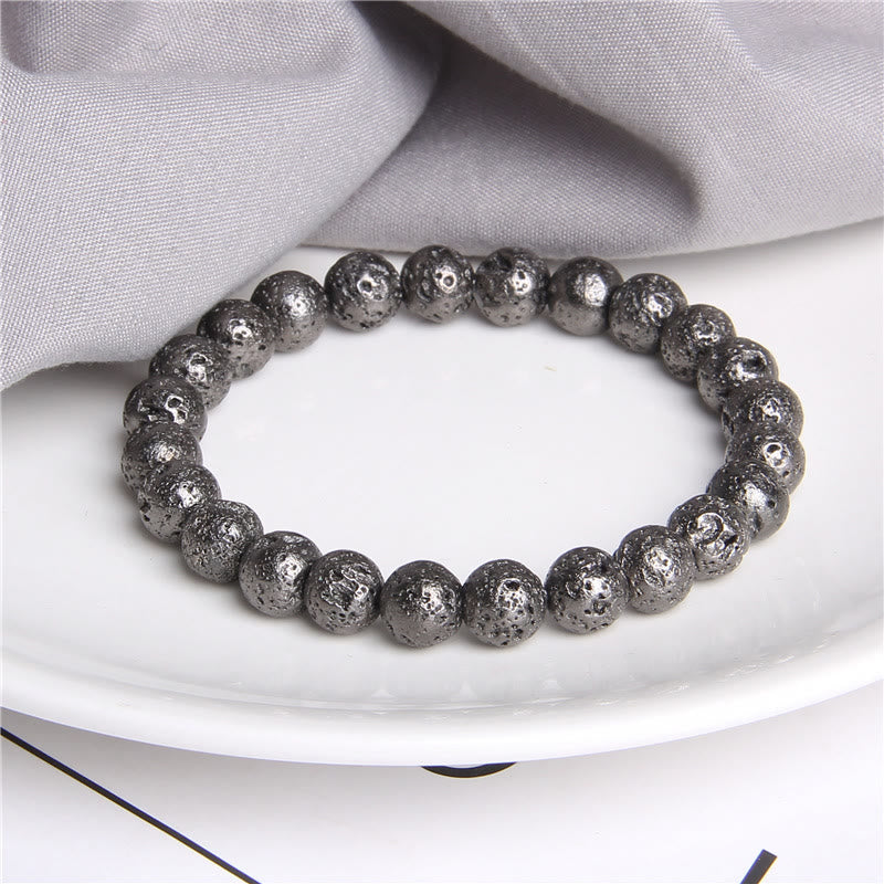 Bracelet homme en perles de pierre de lave plaquée Olivenorma de 8 mm