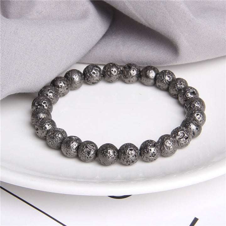 Bracelet homme en perles de pierre de lave plaquée Olivenorma de 8 mm