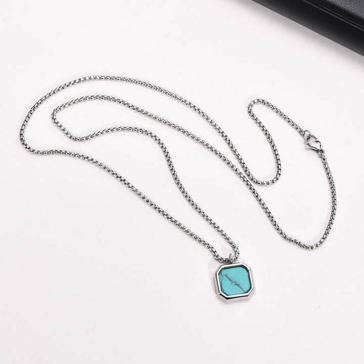 Collier long à chaîne pour homme avec pendentif carré Olivenorma