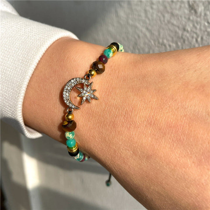 Bracelet lune et étoile en pierres précieuses Olivenorma « Moon And Starlight »