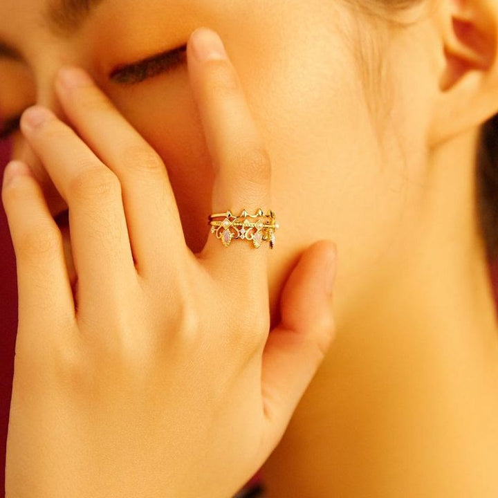 Bague Couronne Raiponce avec Perles d'Eau Douce et Opalite Olivenorma