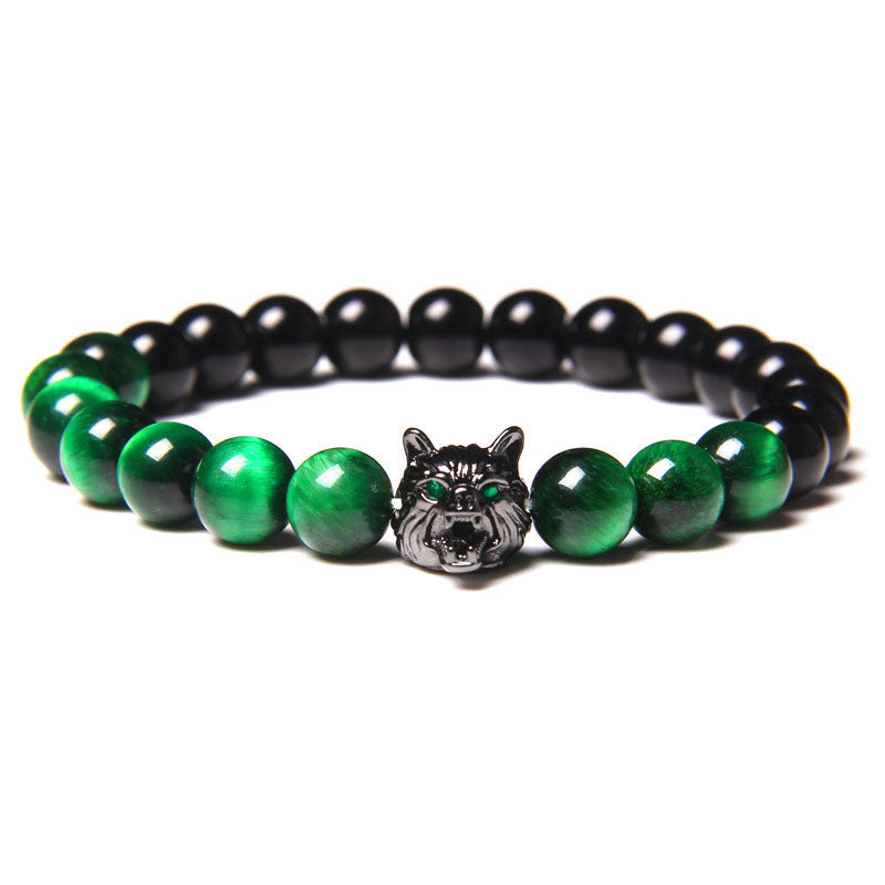 Bracelet Loup Oeil de Tigre Vert Olivenorma