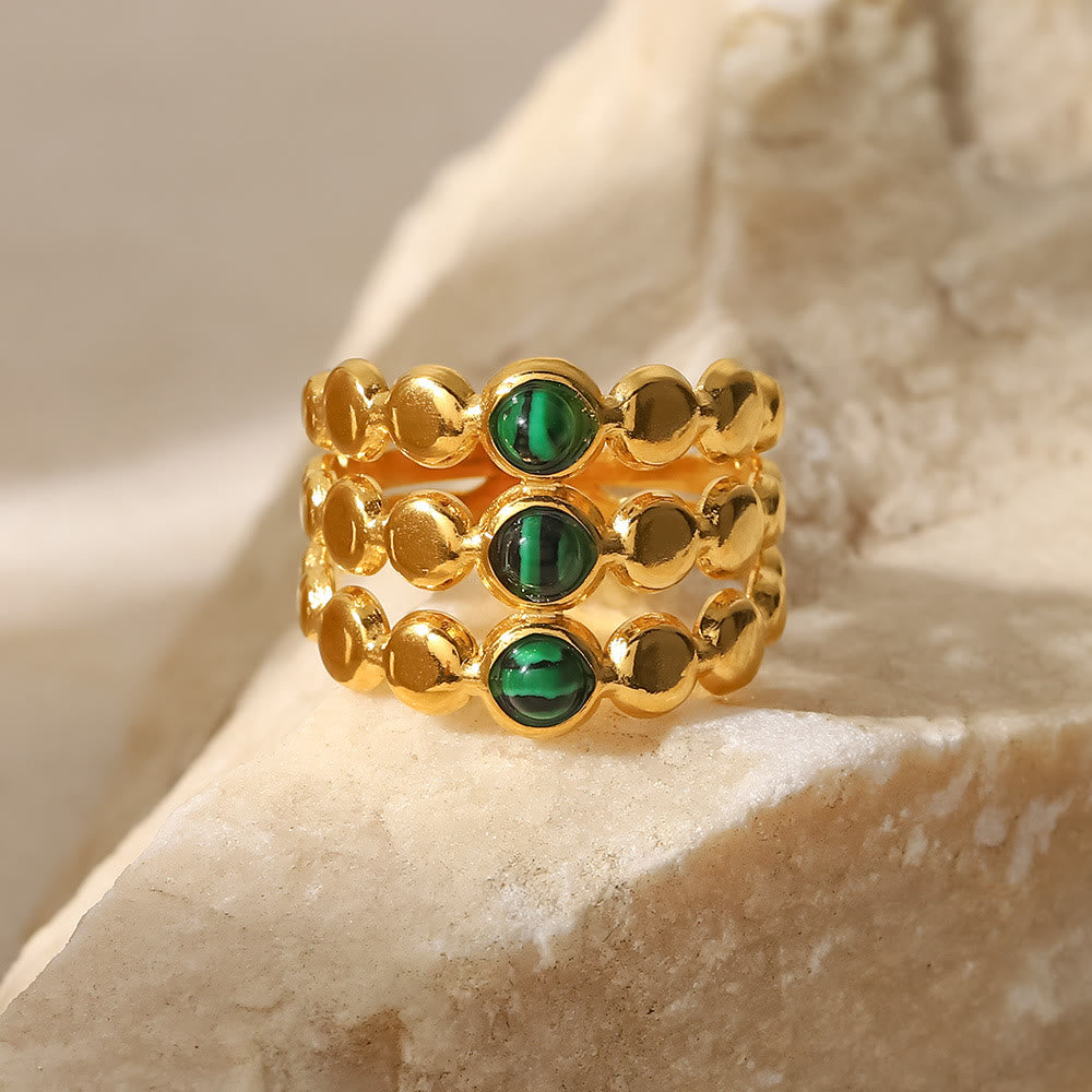Ensemble de bagues ouvertes en malachite naturelle verte et ou Olivenorma