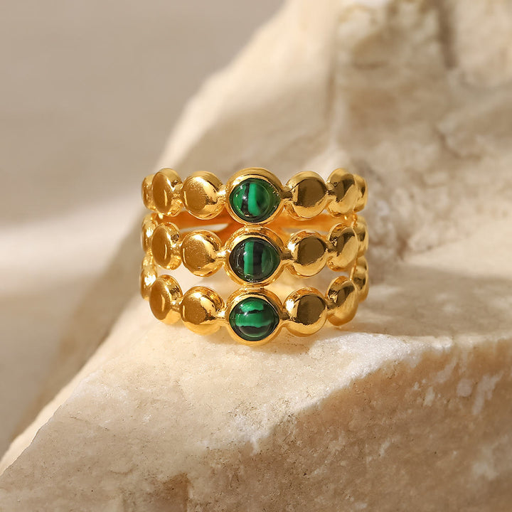 Ensemble de bagues ouvertes en malachite naturelle verte et ou Olivenorma