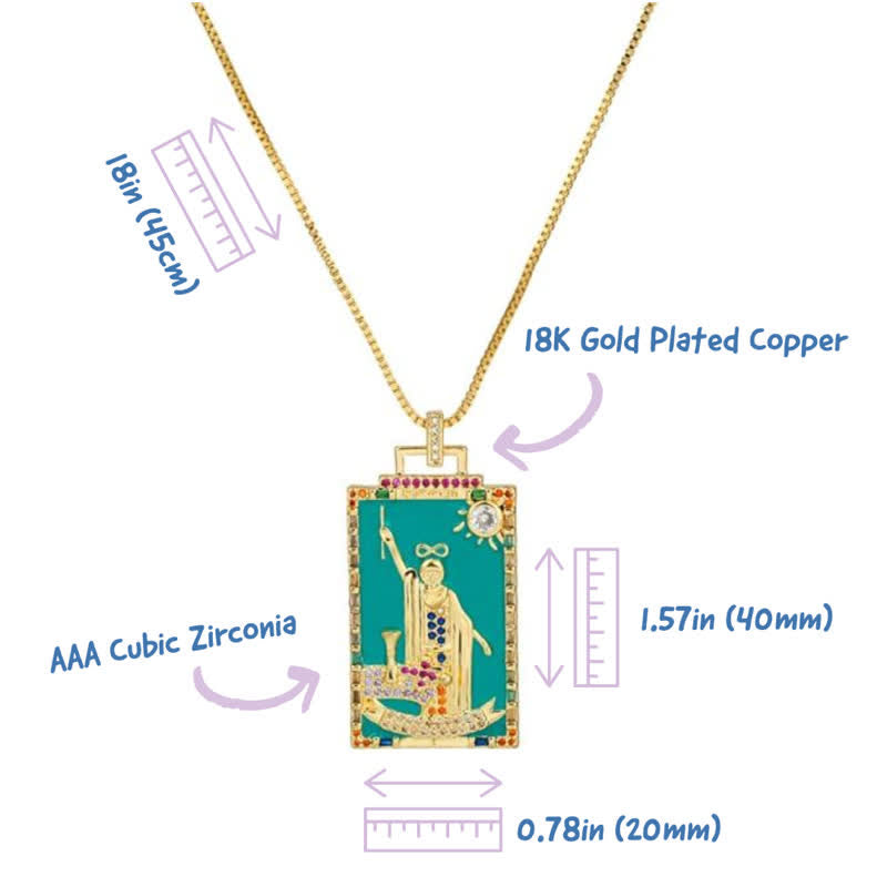 Collier de cartes de tarot majeures en émail Olivenorma
